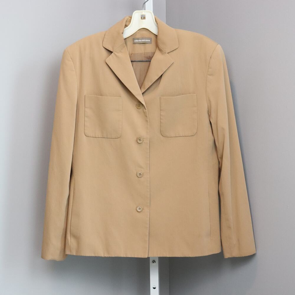 Valerie Stevens Tan 3-Piece‎ Suit Set Blazer Skirt Pants Career Wear Size 8